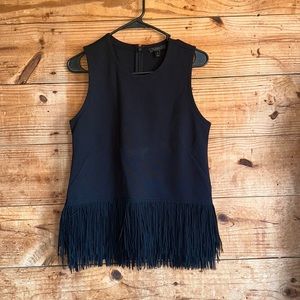 J. Crew Black Fringe Sleeveless Top